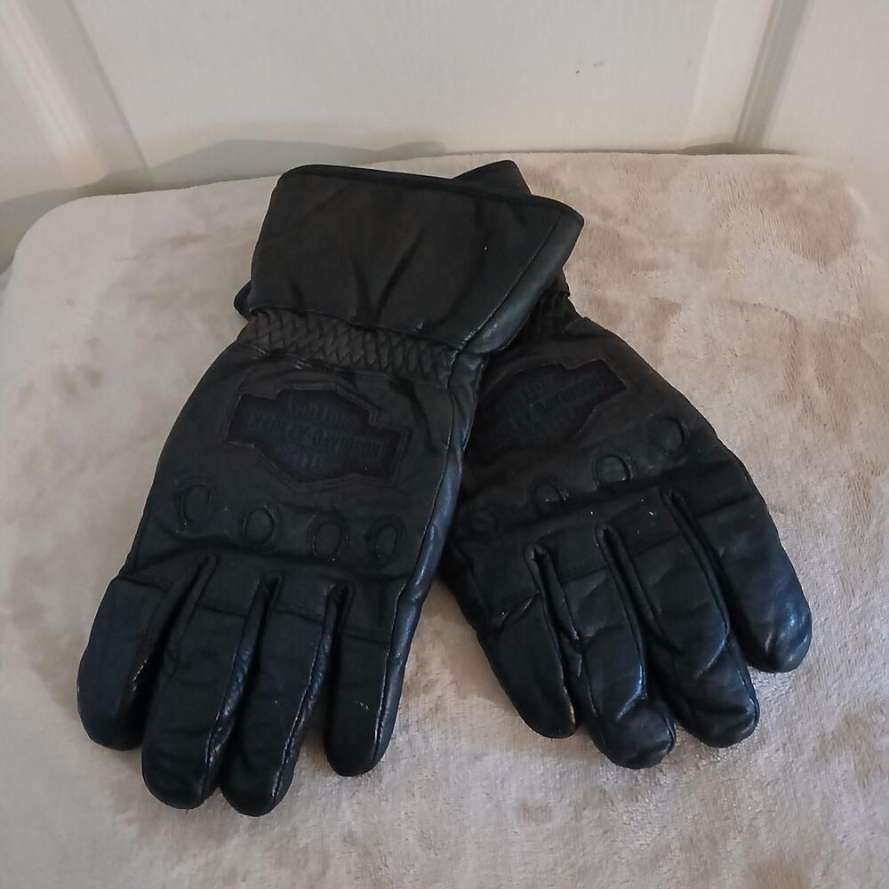 Vintage Harley-Davidson Black Leather Motorcycle Riding Gloves Biker Riding Gear